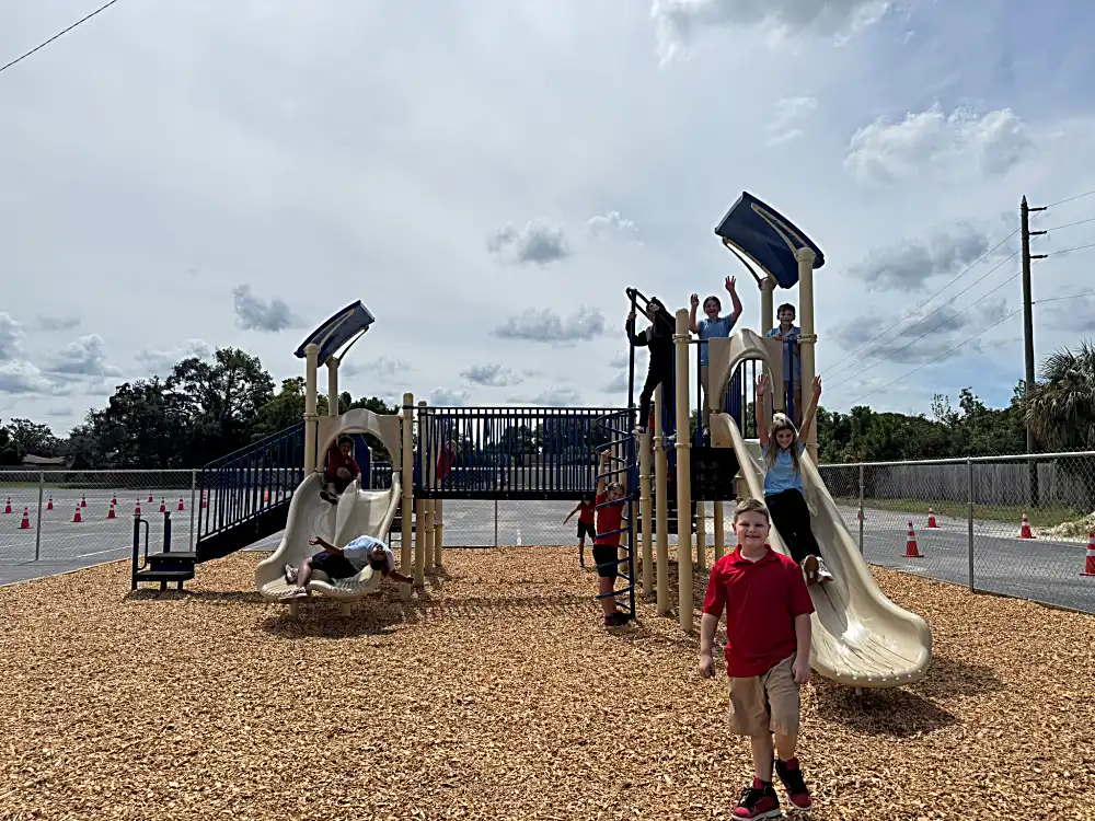 Hudson students on playground